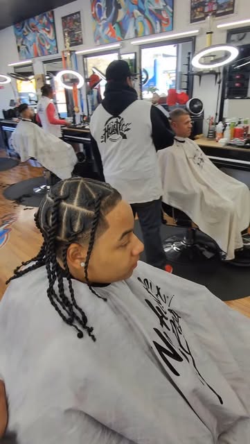 Braided hairstyle service in the barbershop
